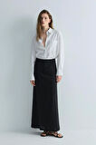 Siyah Marie Maxi Keten Etek