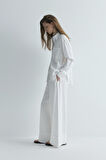 Beyaz Serin Oversize Keten Gömlek