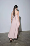 Pudra Melinda Askılı Keten Elbise