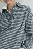Gri Monroe Çizgili Polo Yaka Tişört