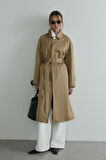 Camel Rue Gömlek Yaka Trençkot