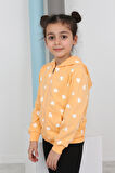 Toontoy Kız Çocuk Komple Kalpli Baskılı Hırka