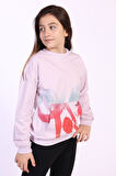 Toontoy Kız Çocuk Cepi Yazı Baskılı Sweatshirt