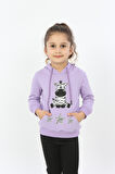 Toontoy Kız Çocuk Yıldızlı Zebra Baskılı Kapüşonlu Sweatshirt
