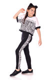 Toontoy Kız Çocuk Zebra Desenli Taytlı Takım
