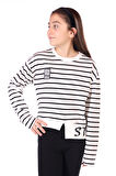 Toontoy Kız Çocuk Çizgili Striped Baskılı Sweatshirt