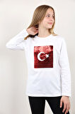 Toontoy Unisex Çocuk Atatürk Bayraklı Çift Taraflı Pullu Tişört