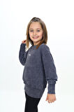 Toontoy Kız Çocuk Yıkamalı Nakışlı Sweatshirt