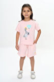 Toontoy Kız Çocuk Ördek Baskılı Şortlu Takım