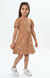 Toontoy Kız Çocuk Mini Fiyonk Baskılı Elbise