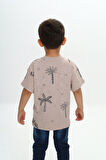 Toontoy Erkek Çocuk Göğsü Cepli Palmiye Baskılı Tişört