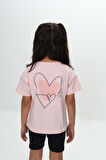 Toontoy Kız Çocuk Göğsü Çok Kalp Baskılı Tişört