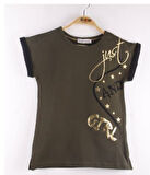 Toontoy Kız Çocuk Just And Girl Baskılı Kol Detaylı Tişört