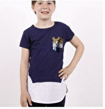 Toontoy Kız Çocuk Göğsü Cepli Pul Nakışlı Tişört