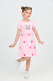 Toontoy Kız Çocuk Kedi Baskılı Elbise
