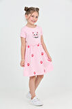Toontoy Kız Çocuk Kedi Baskılı Elbise