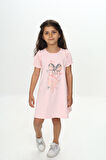 Toontoy Kız Çocuk Fiyonk Baskılı Elbise