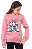 Toontoy Kız Çocuk Köpek Figür Baskılı Sweatshirt
