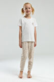 Toontoy Kız Çocuk Göğsü Baskılı Pijama Takım