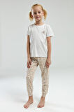 Toontoy Kız Çocuk Göğsü Baskılı Pijama Takım