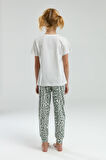 Toontoy Kız Çocuk Göğsü Baskılı Pijama Takım
