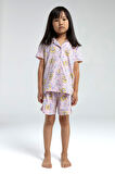 Toontoy Kız Çocuk Komple Baskılı Şortlu Pijama Takım