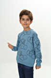 Toontoy Erkek Çocuk Komple Ayı Baskılı Sweatshirt