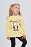 Toontoy Kız Çocuk Sallanan Panda Baskılı Sweatshirt