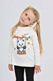 Toontoy Kız Çocuk Sallanan Panda Baskılı Sweatshirt