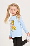 Toontoy Kız Çocuk Zürafa Fil Baskılı Sweatshirt