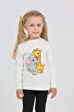 Toontoy Kız Çocuk Zürafa Fil Baskılı Sweatshirt