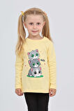 Toontoy Kız Çocuk Üçlü Kedi Baskılı Sweatshirt