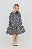Toontoy Kız Çocuk Çiçek Nakışlı Bebe Yaka Elbise