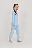 Toontoy Kız Çocuk Kelebek Baskılı Pijama Takım