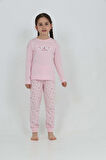 Toontoy Kız Çocuk Kelebek Baskılı Pijama Takım