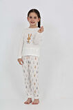 Toontoy Kız Çocuk Tavşan Baskılı Pijama Takım
