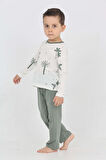 Toontoy Erkek Çocuk Palmiye Baskılı Pijama Takım