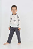 Toontoy Erkek Çocuk Palmiye Baskılı Pijama Takım
