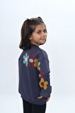 Toontoy Kız Çocuk Arka Kol Baskılı Çiçekli Sweatshirt