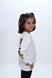Toontoy Kız Çocuk Arka Kol Baskılı Çiçekli Sweatshirt