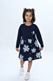 Toontoy Kız Çocuk Çiçek Baskılı Elbise