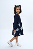 Toontoy Kız Çocuk Çiçek Baskılı Elbise