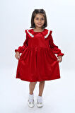 Toontoy Kız Çocuk Yaka Detaylı Fırfırlı Elbise
