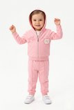 Toontoy Kız Çocuk 3'lü Eşofman Takımı Uzun Kollu Bisiklet Yaka Nakışlı T-shirt - Kapüşonlu Fermuarlı Hırka- Beli Paçası Lastikli Eşofman Altı 25040