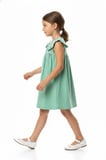 Toontoy Kız Çocuk   Regular Fit  Bebe Yaka Düğmeli  Kısa Kollu Elbise 25049