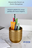 Kalemlik Masa Kalemliği Organizer Kalemlik Altın Renk Model 77