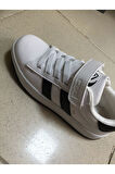 Cool Cooper Çocuk Bantlı Cilt Sneaker Spor Ayakkabı Beyaz - Siyah