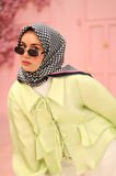 Silk Home Tivil İpek Eşarp IST11438-27 Siyah, Pembe, Fosforlu Yeşil, Mavi