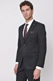 Morven Erkek Siyah Basic Düz  Dinamik Fit Rahat Kesim 6 Drop Takım Elbise