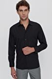  Erkek Siyah Basic Regular Fit Rahat Kesim Cepli Gömlek